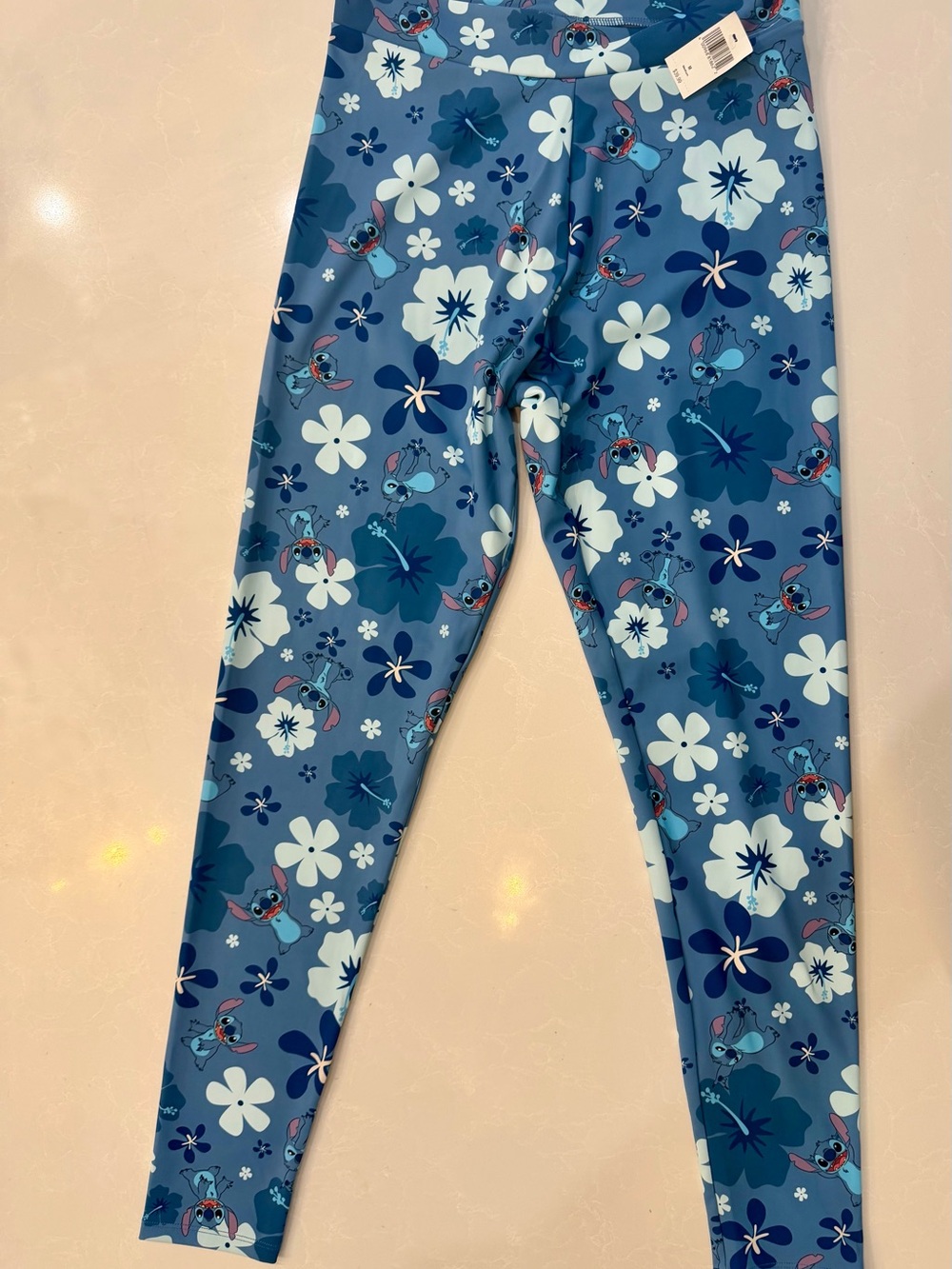 Disney Blue Floral Stitch Print Girls' Leggings